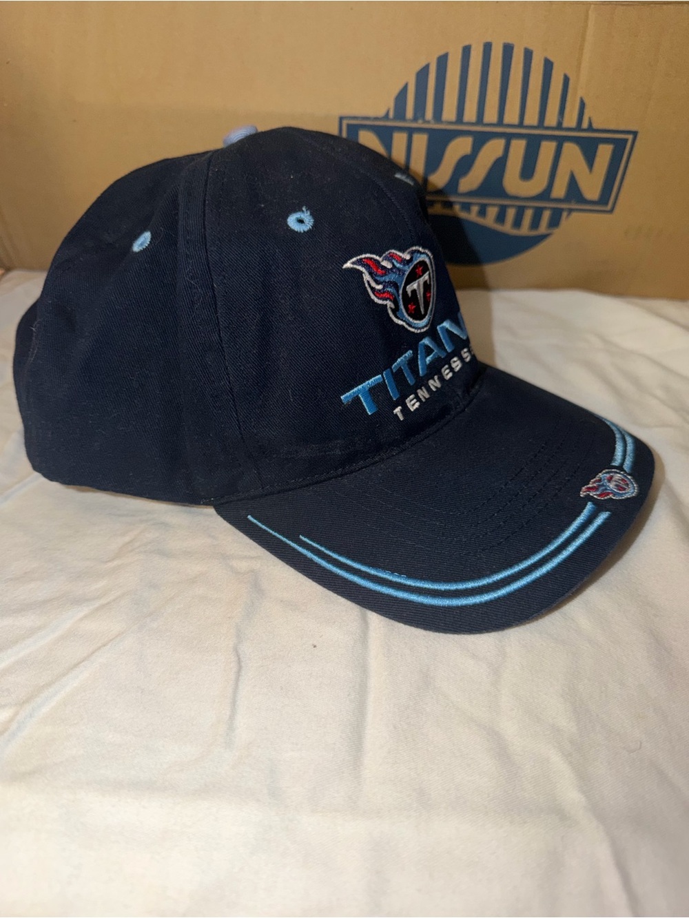 Vintage NFL Tennessee Titans Navy Blue Adjustable Cap with Light Blue Accents